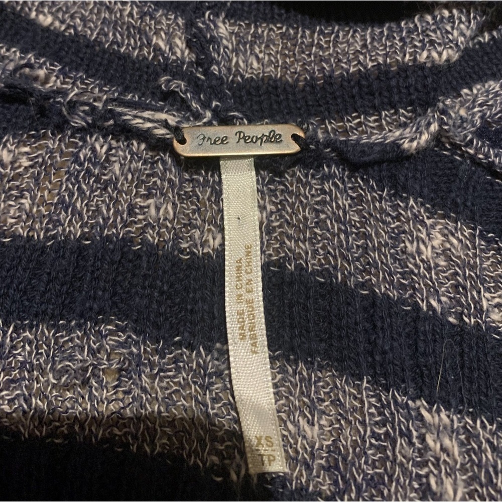 Free People Forget Me Knot Navy Striped Duster Cardigan - Picture 3 of 9